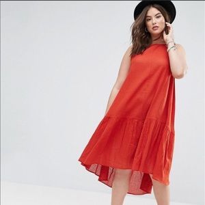 ASOS Curve Midi Swing Dress, Red sz 18